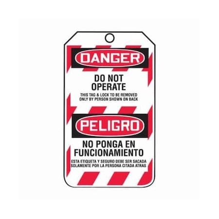 Accuform Safety Tags, DANGER DO NOT OPERATE Bilingual Spanish, 5.75in x 3.25in, RP-Plastic, 25PK TSP101PTP